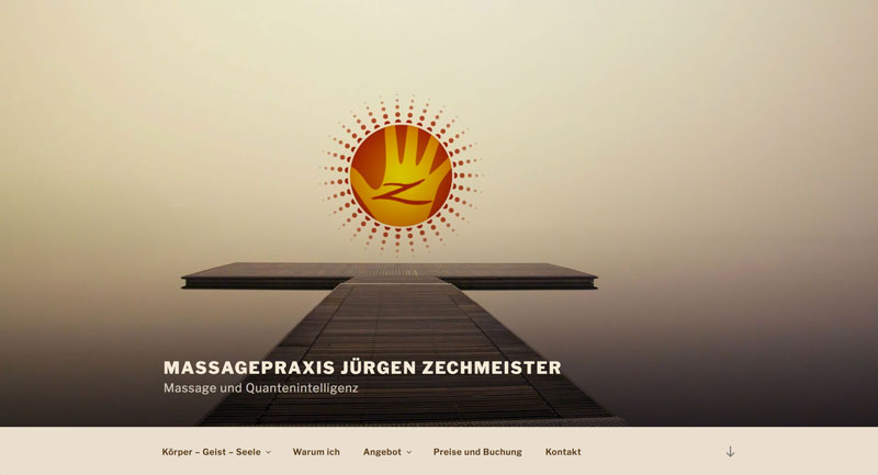 Startseite der Website für die Massagepraxis Jürgen Zechmeister